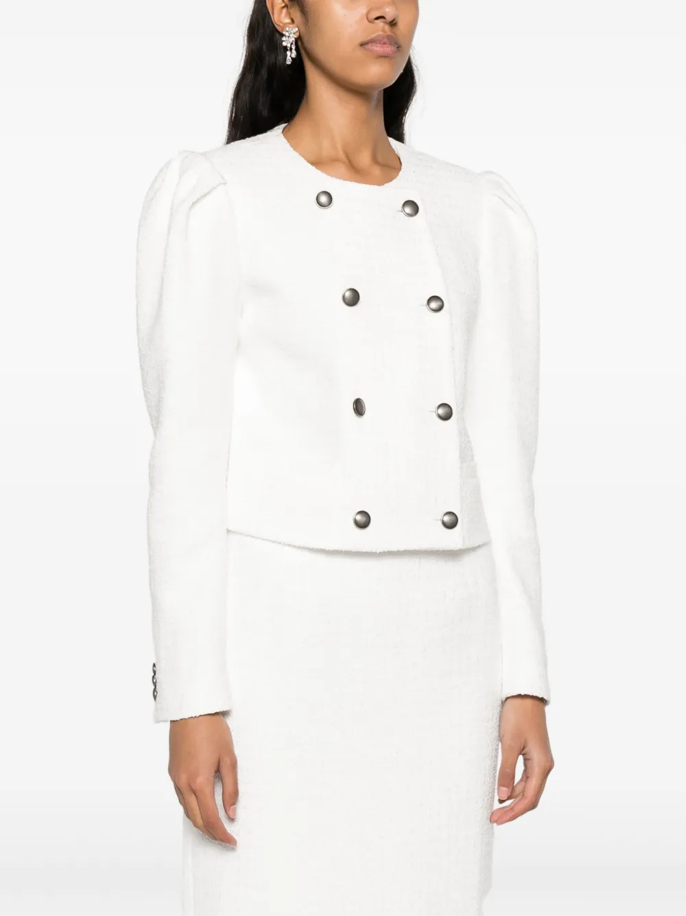 Alessandra Rich Jack met dubbele rij knopen Wit