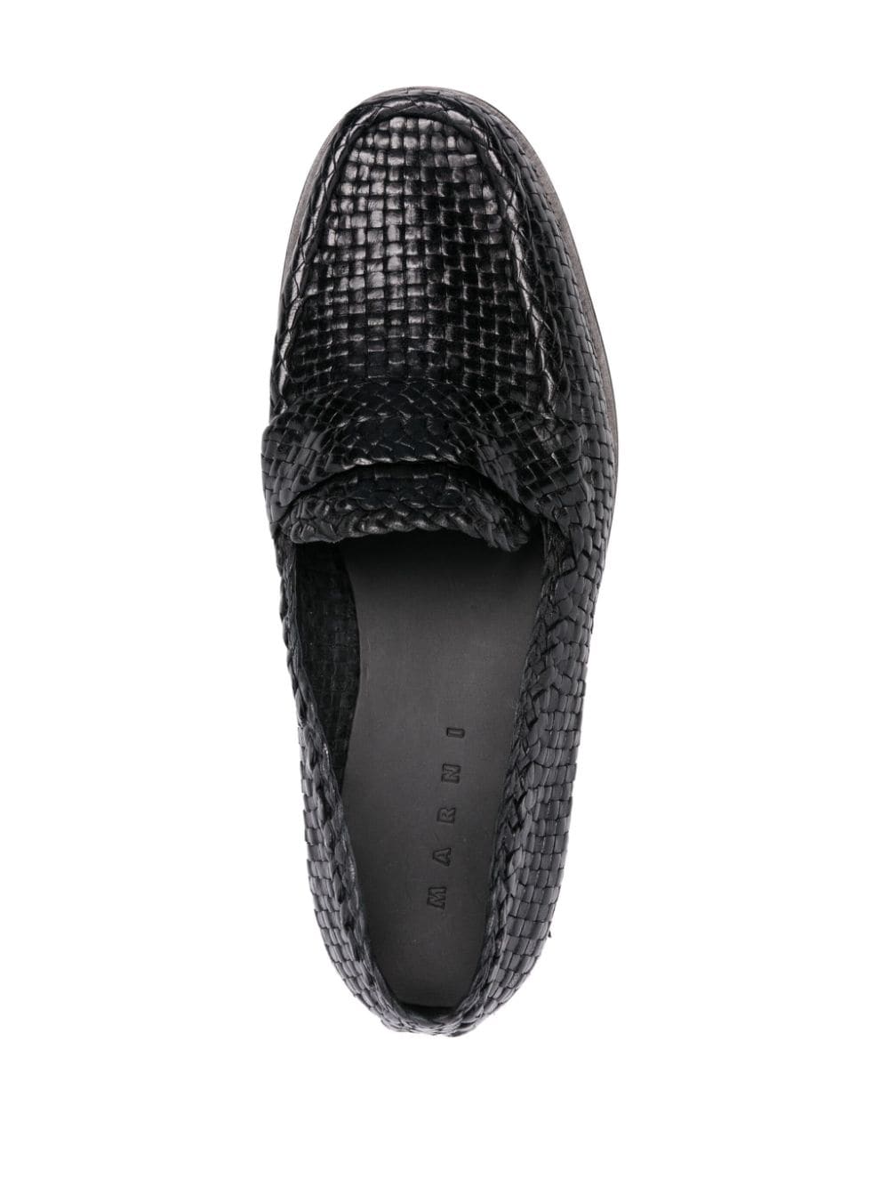 Shop Marni Interwoven-design Leather Loafers In Black