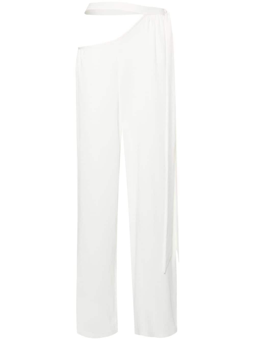 The Mannei Tie-fastening Palazzo Trousers In Weiss