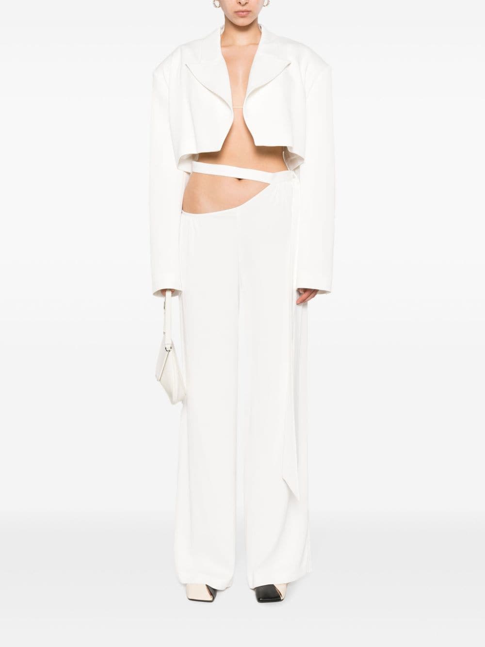 Shop The Mannei Tie-fastening Palazzo Trousers In Weiss