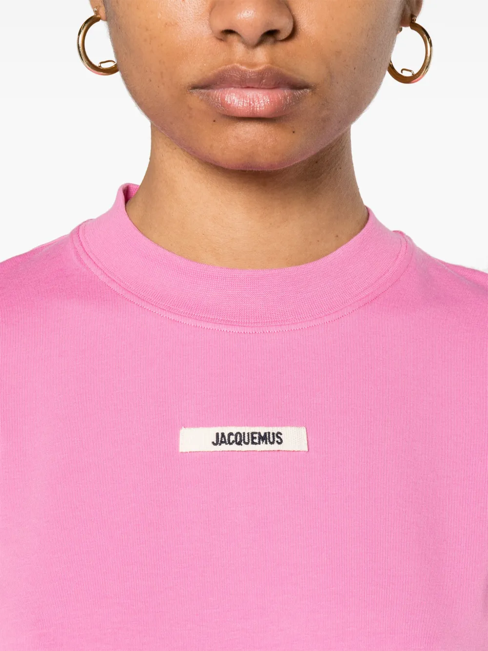 Shop Jacquemus Gros Grain Logo-patch T-shirt In Pink