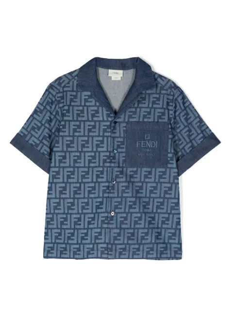 Fendi Kids camisa de tejido cambray con estampado FF