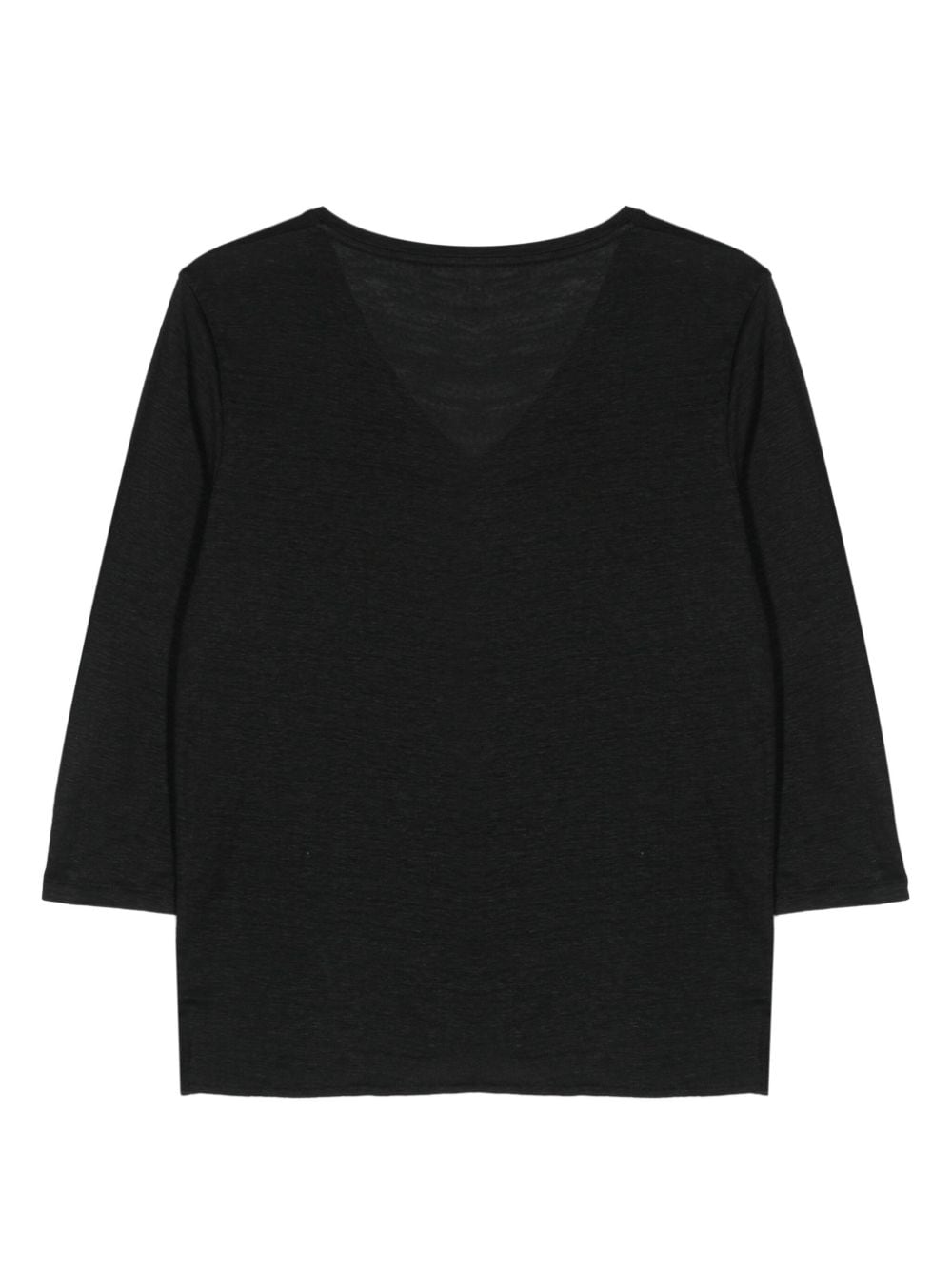 Shop Majestic Slub-texture V-neck T-shirt In Black