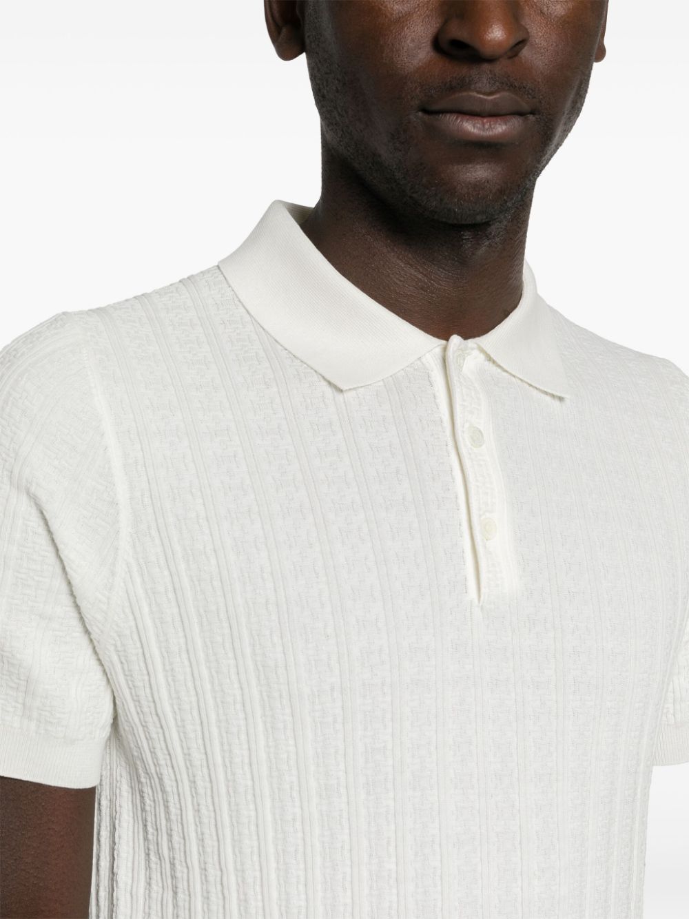 Shop Canali Knitted Cotton Polo Shirt In Neutrals