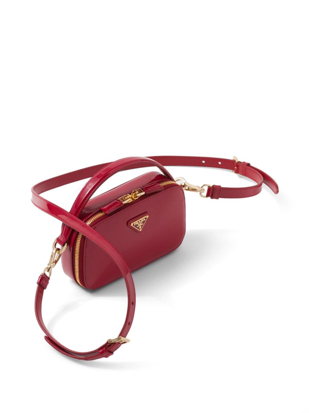 Shop Prada Odette Patent Leather Crossbody Bag In Rot
