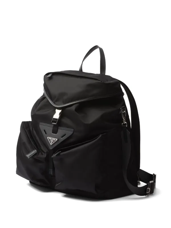 お待たせ! Backpack leather-trimmed Re-Nylon Prada | FARFETCH | Black バッグ