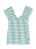 Bobo Choses logo-embroidered checked top - Blue