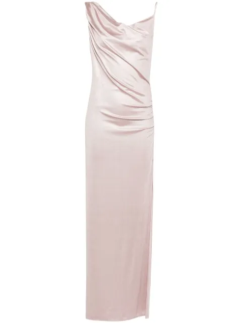 The Mannei Re24 gedrapeerde maxi-jurk