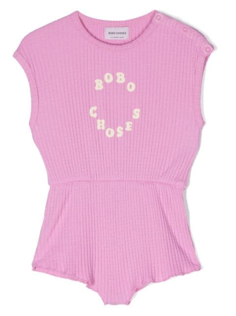 Bobo Choses logo-print ribbed playsuit