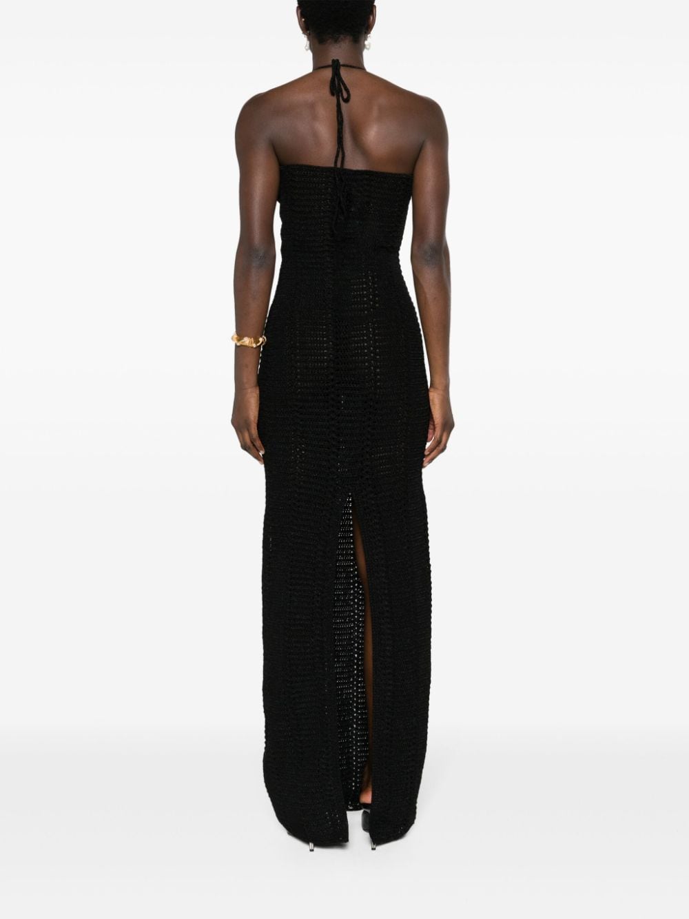 Shop The Mannei Bergen Crochet-knit Maxi Dress In Black