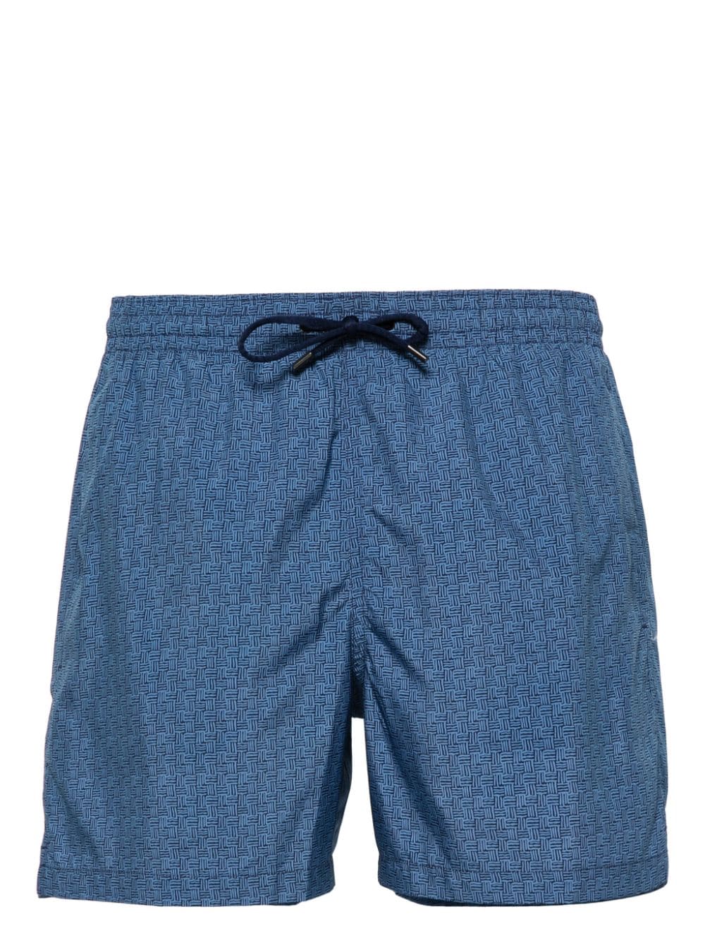 Canali Geometric-pattern Swim Shorts In 蓝色