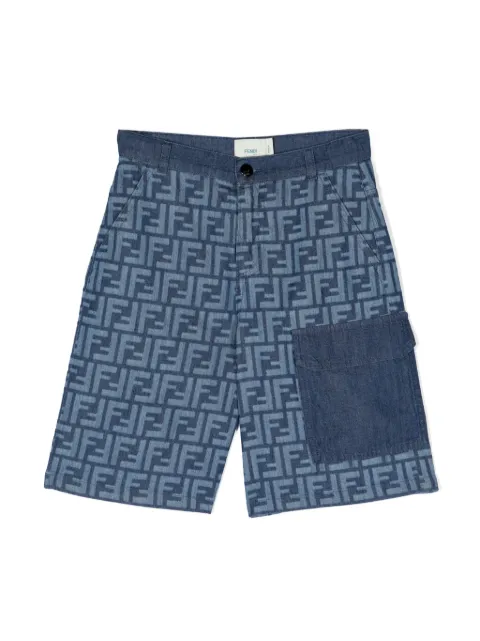 Fendi Kids FF-print chambray shorts