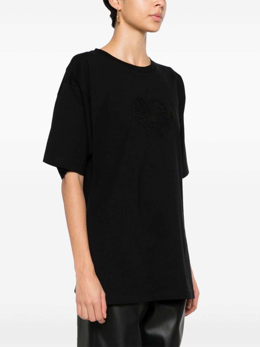 Stella McCartney Katoenen T-shirt met uitgesneden details Zwart