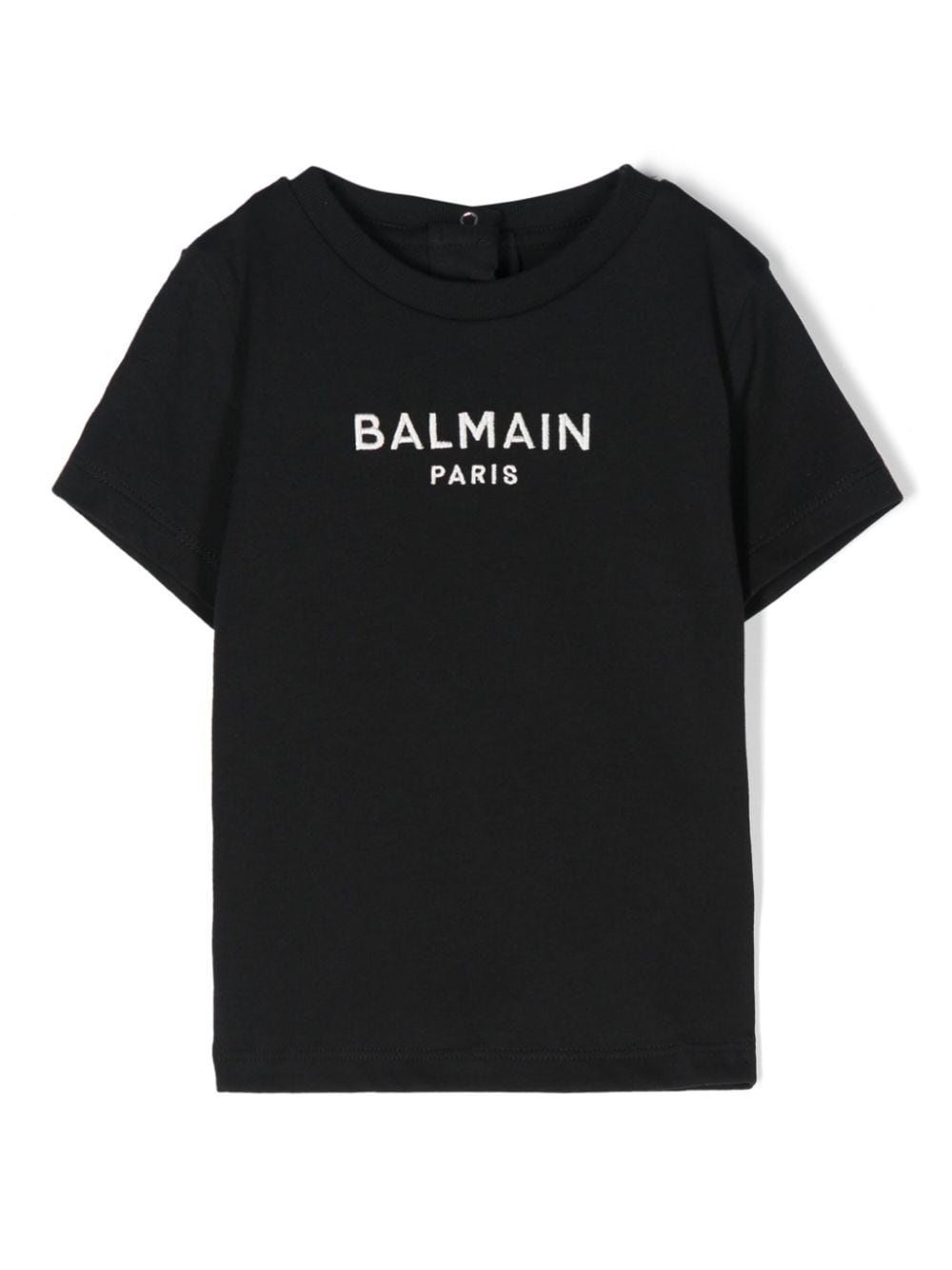 Shop Balmain Logo-embroidered Cotton T-shirt In Black