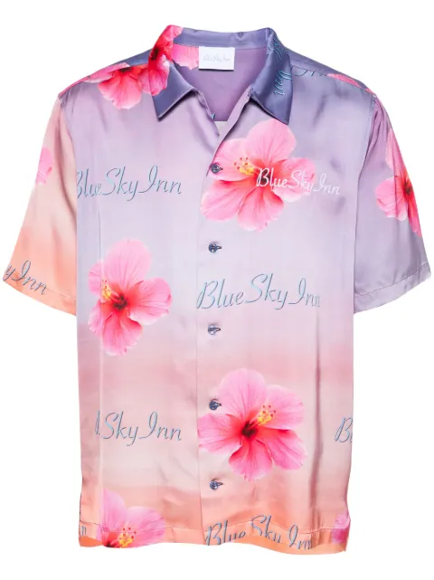 BLUE SKY INN Sunset Lotus satin shirt
