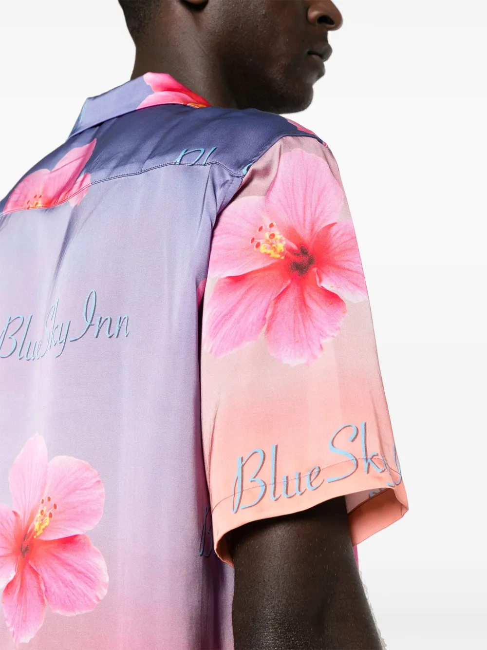 Blue Sky Inn Sunset Lotus Bowling Shirt In Pink