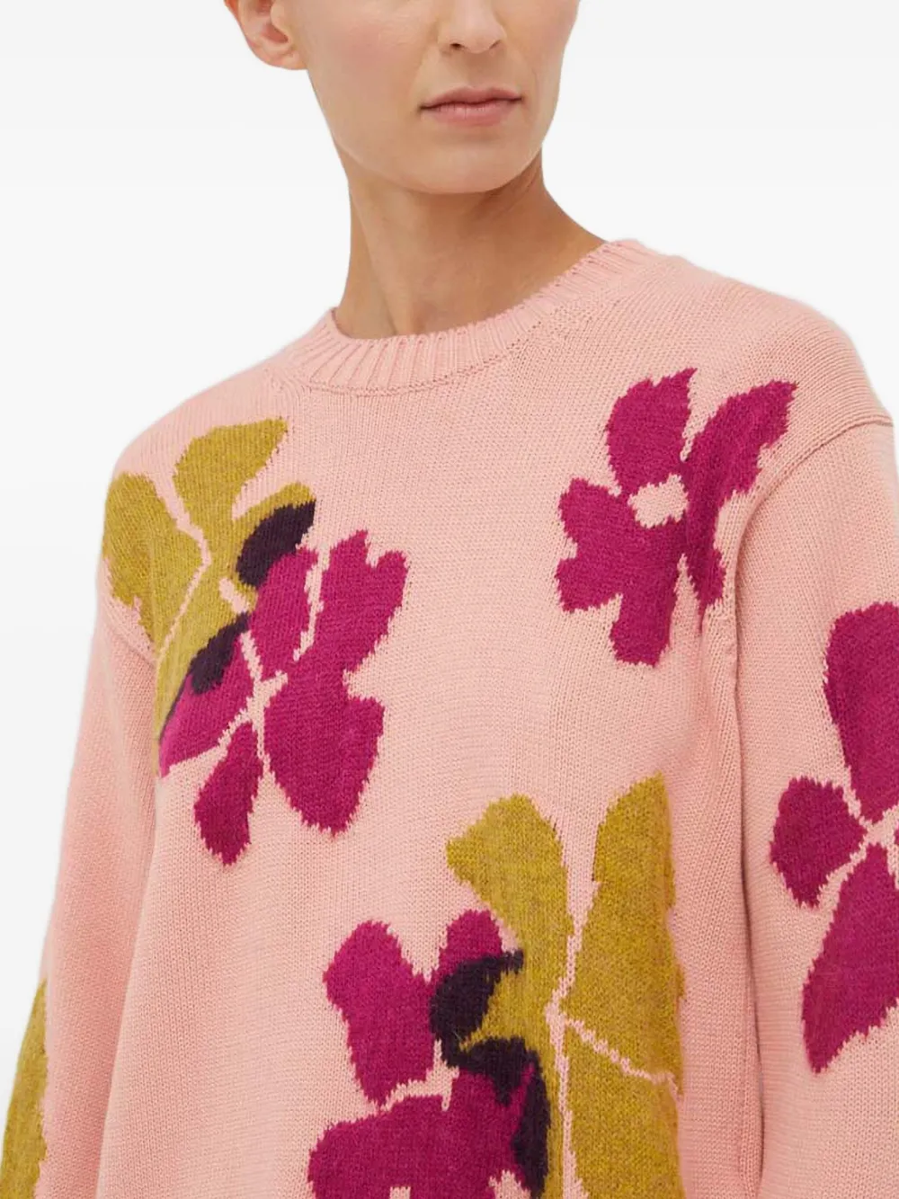 Ps By Paul Smith Flower-pattern Crew-neck Sweater In Pink
