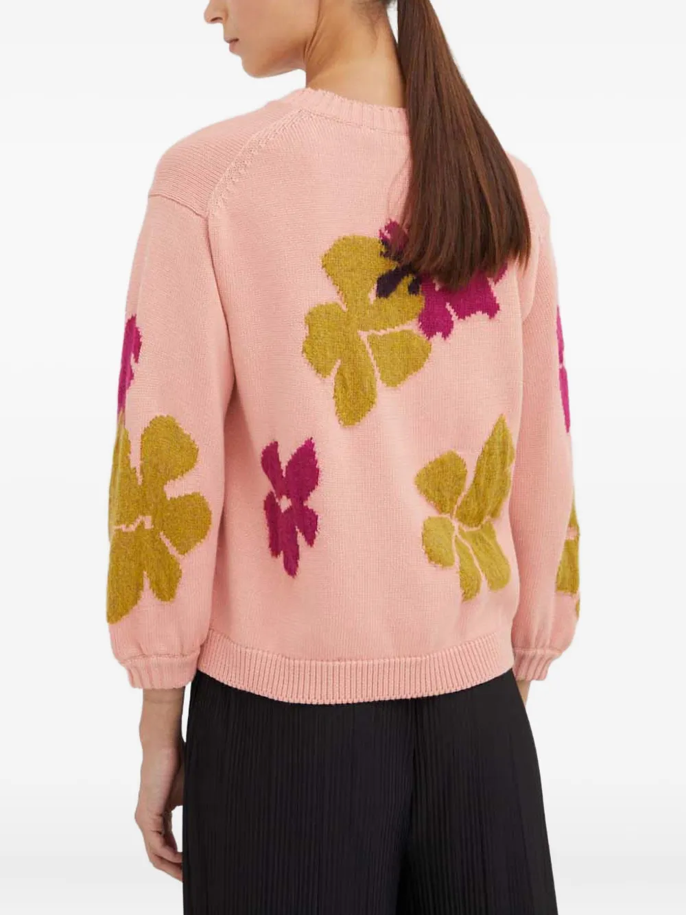 Ps By Paul Smith Flower-pattern Crew-neck Sweater In Pink