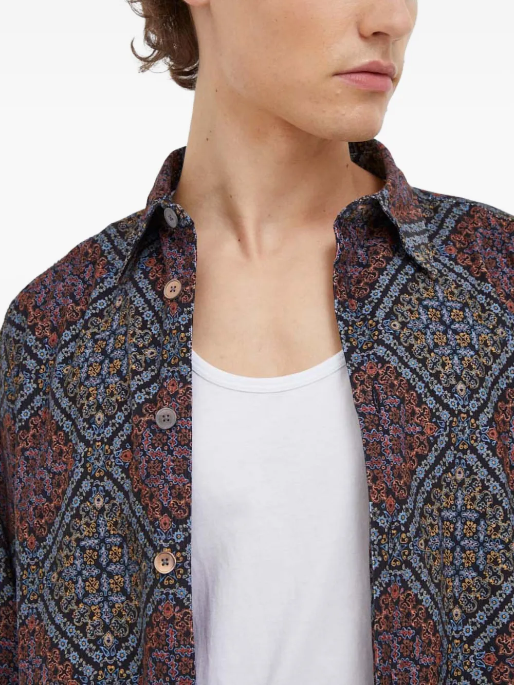 PS Paul Smith Overhemd met all-over patroon en knoopsluiting Zwart