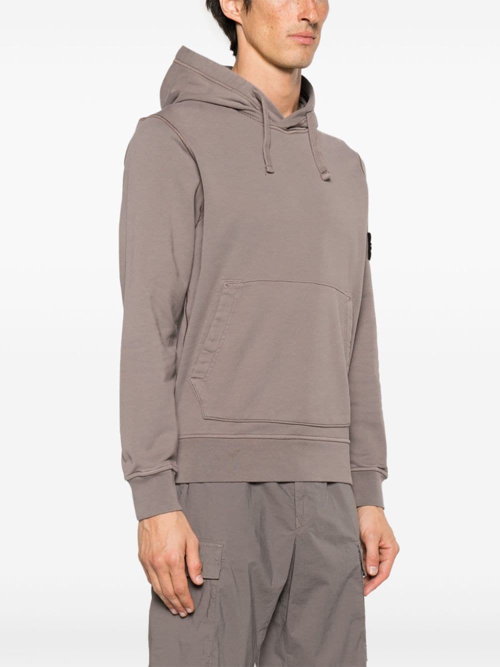 Shop Stone Island Compass-badge Cotton Hoodie In Grey