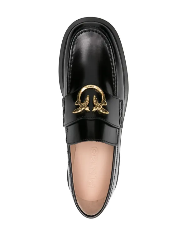 PINKO Love Birds Leather Loafers - Farfetch