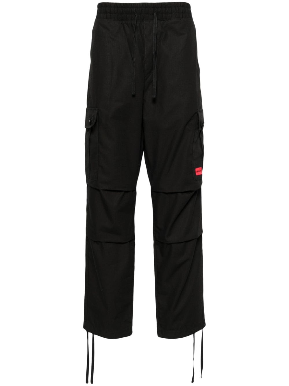 Hugo Regular-fit Cargo Trousers In Ripstop Cotton In Black
