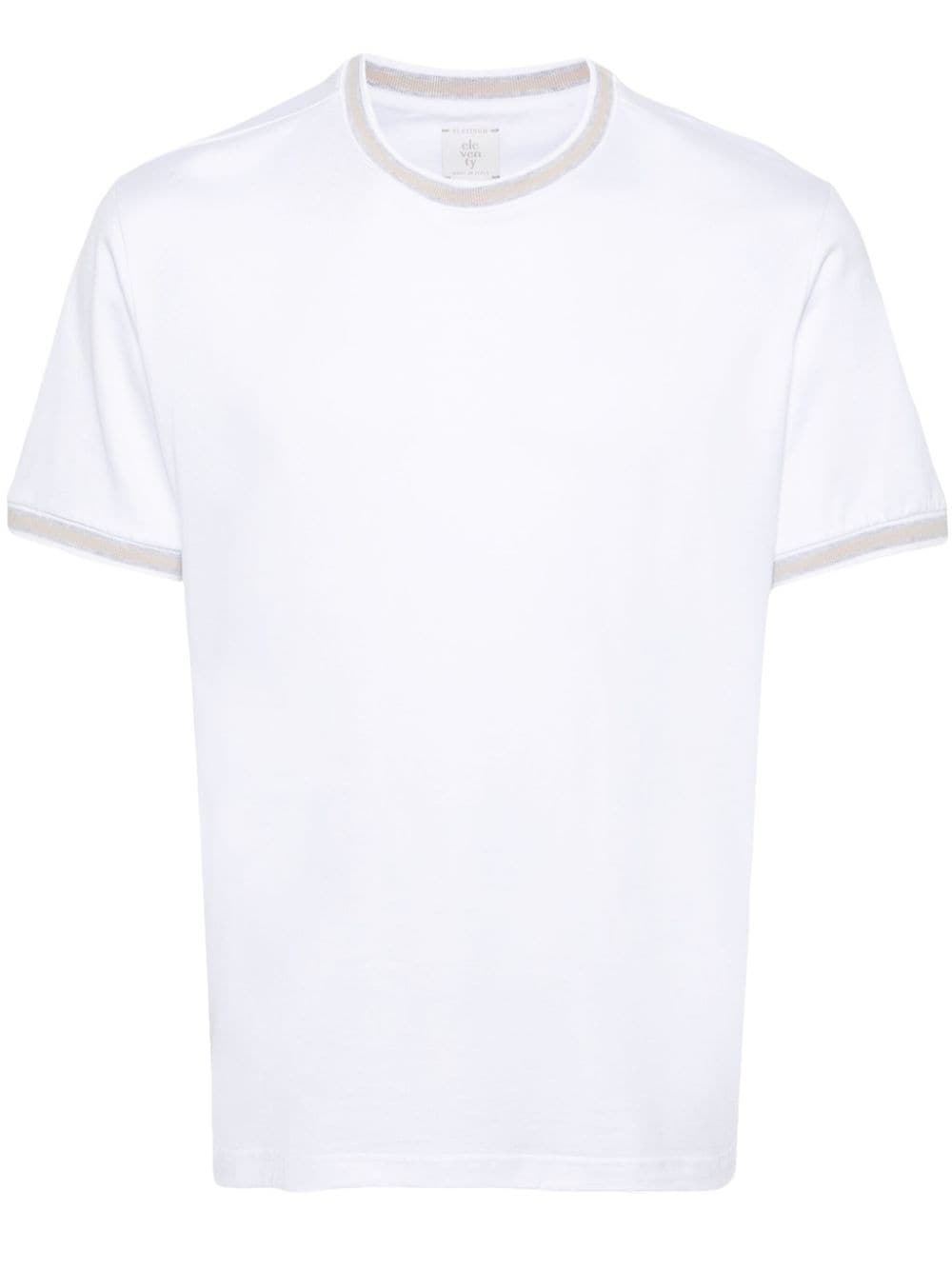 Eleventy striped-edge T-shirt - Bianco