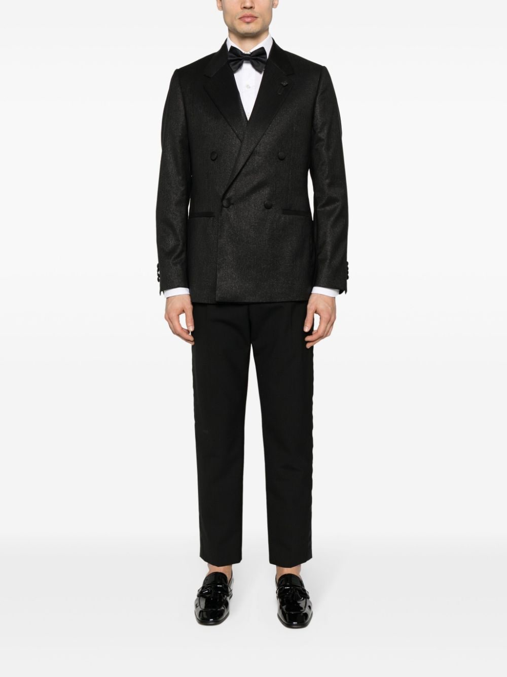 Lardini Metallic blazer met dubbele rij knopen - Zwart