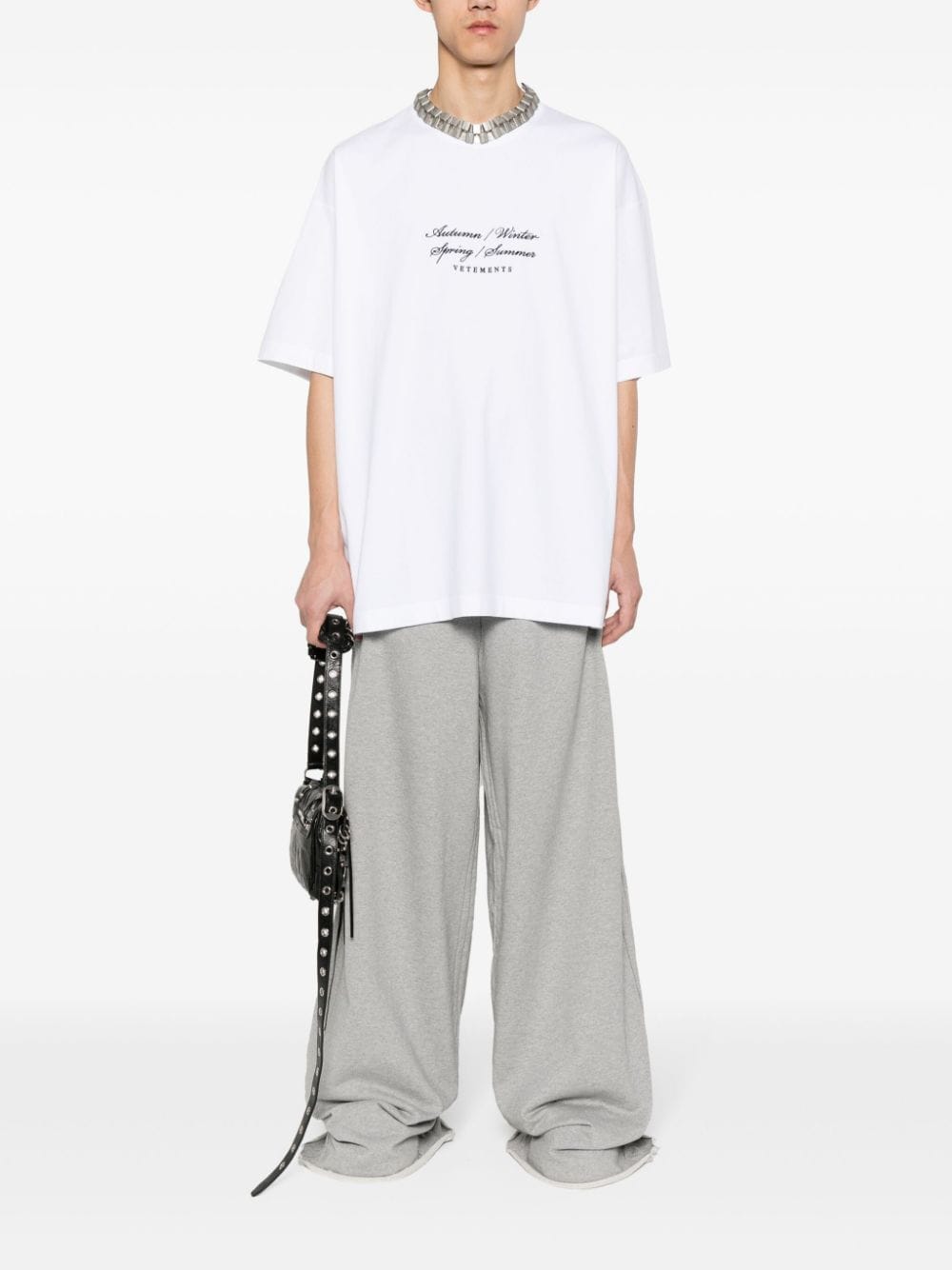 Shop Vetements Wide-leg Track Pants In Grey