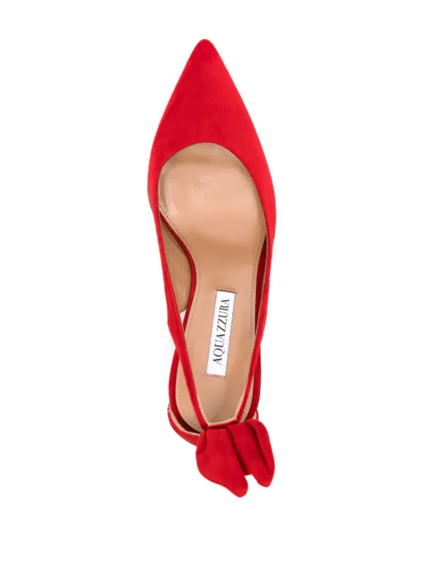 Aquazzura Bow Tie 85mm Suede Pumps Red FARFETCH ID