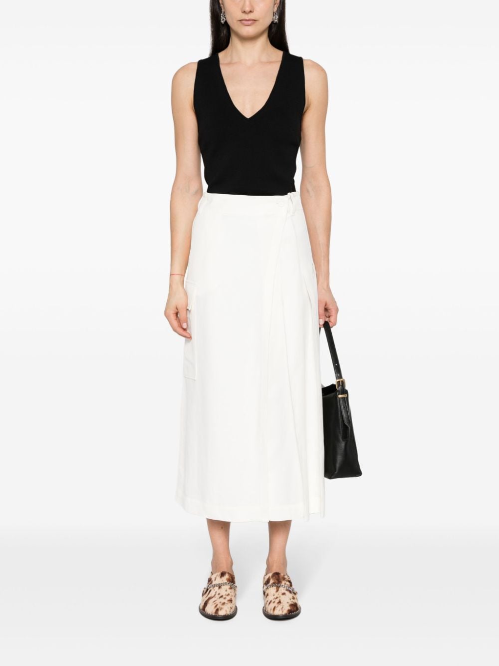 Shop P.a.r.o.s.h Twill Wrap Skirt In Weiss