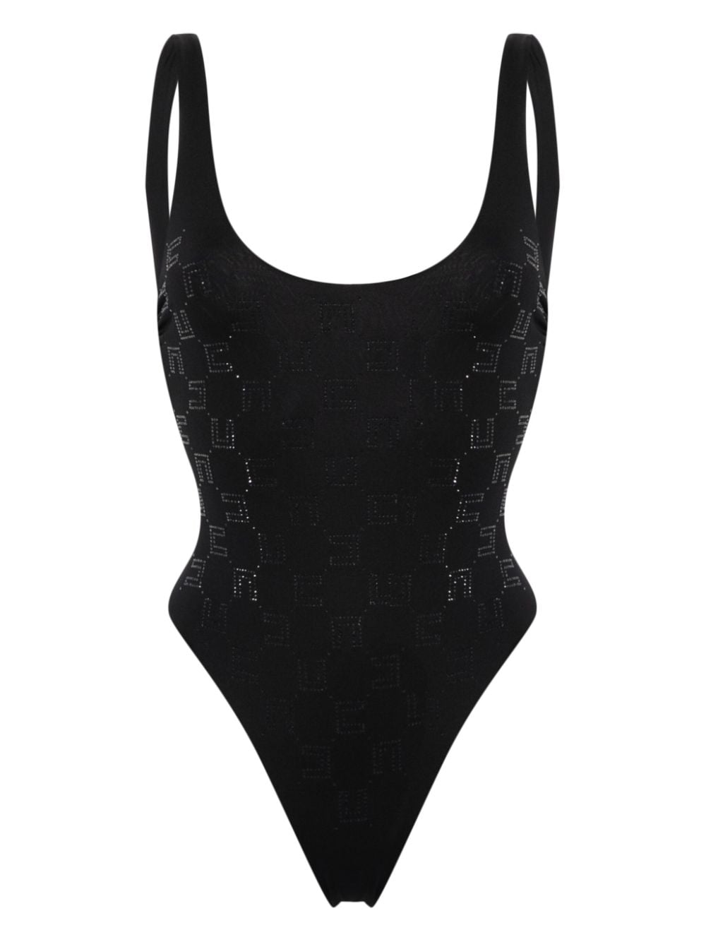 Image 1 of Elisabetta Franchi rhinestone-embellished monogram swimsuit