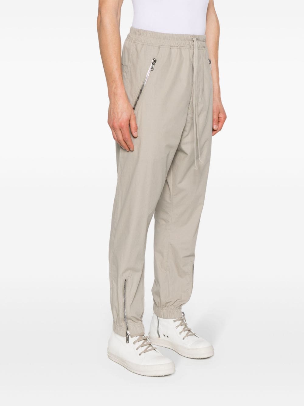 Shop Rick Owens Tapered Organic Cotton Track Pants In Neutrals