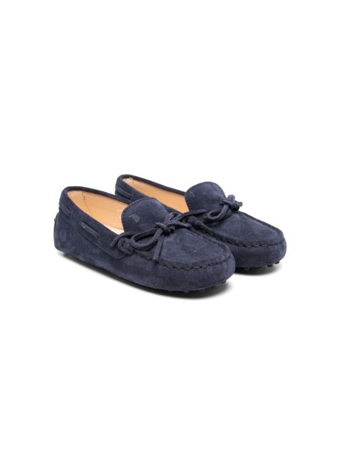 Tod's Kids bow-detail suede mocassins