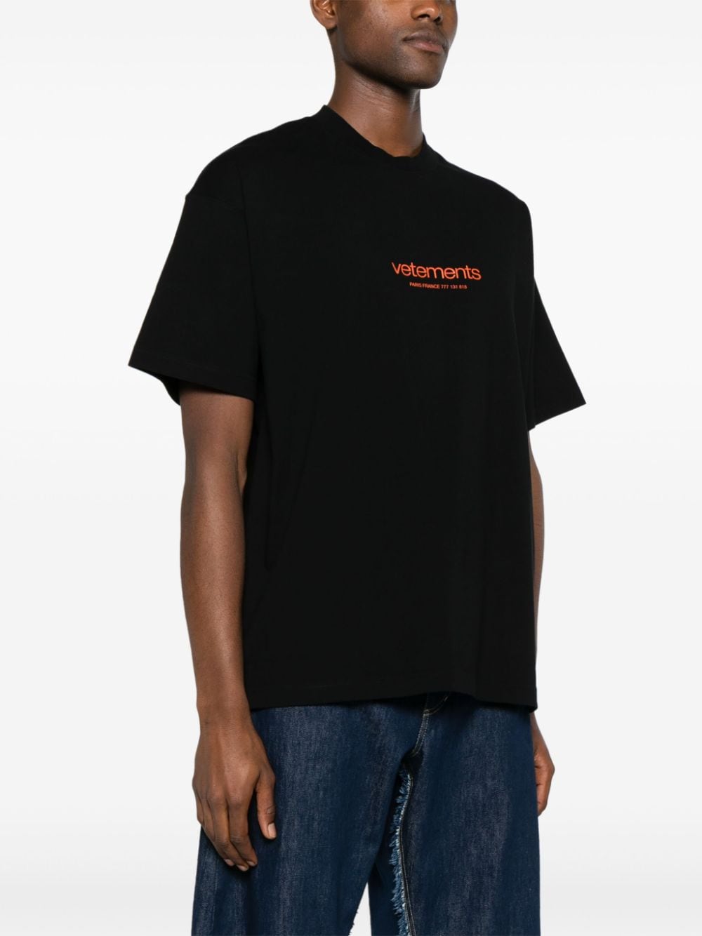 Shop Vetements Rubberised-logo Cotton T-shirt In Black