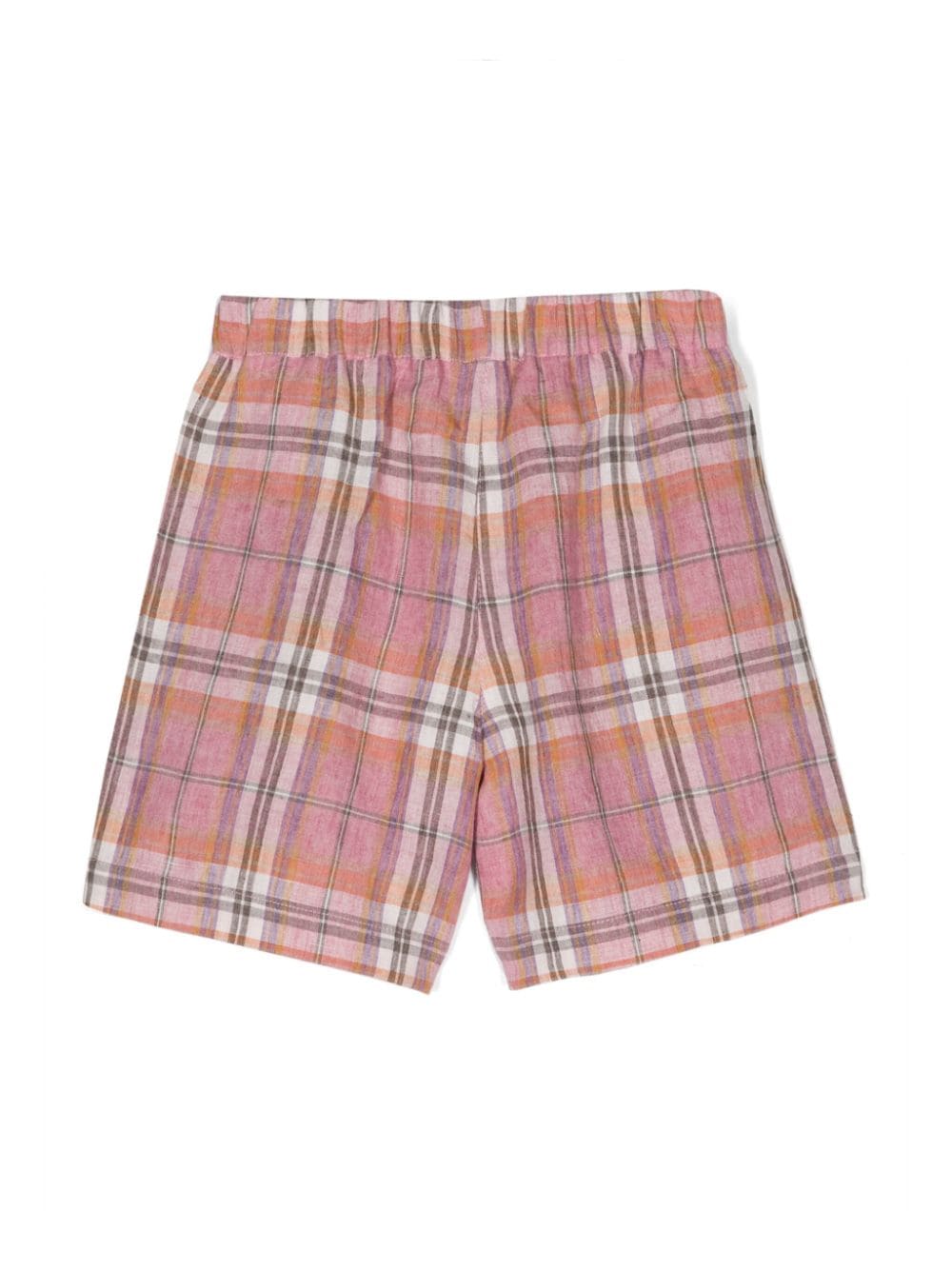 Shop Il Gufo Plaid-check Linen Shorts In Pink