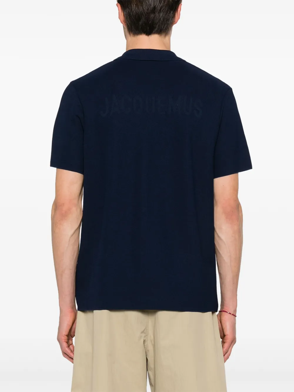 Shop Jacquemus Maille Honeycomb-knit Polo Shirt In Blue