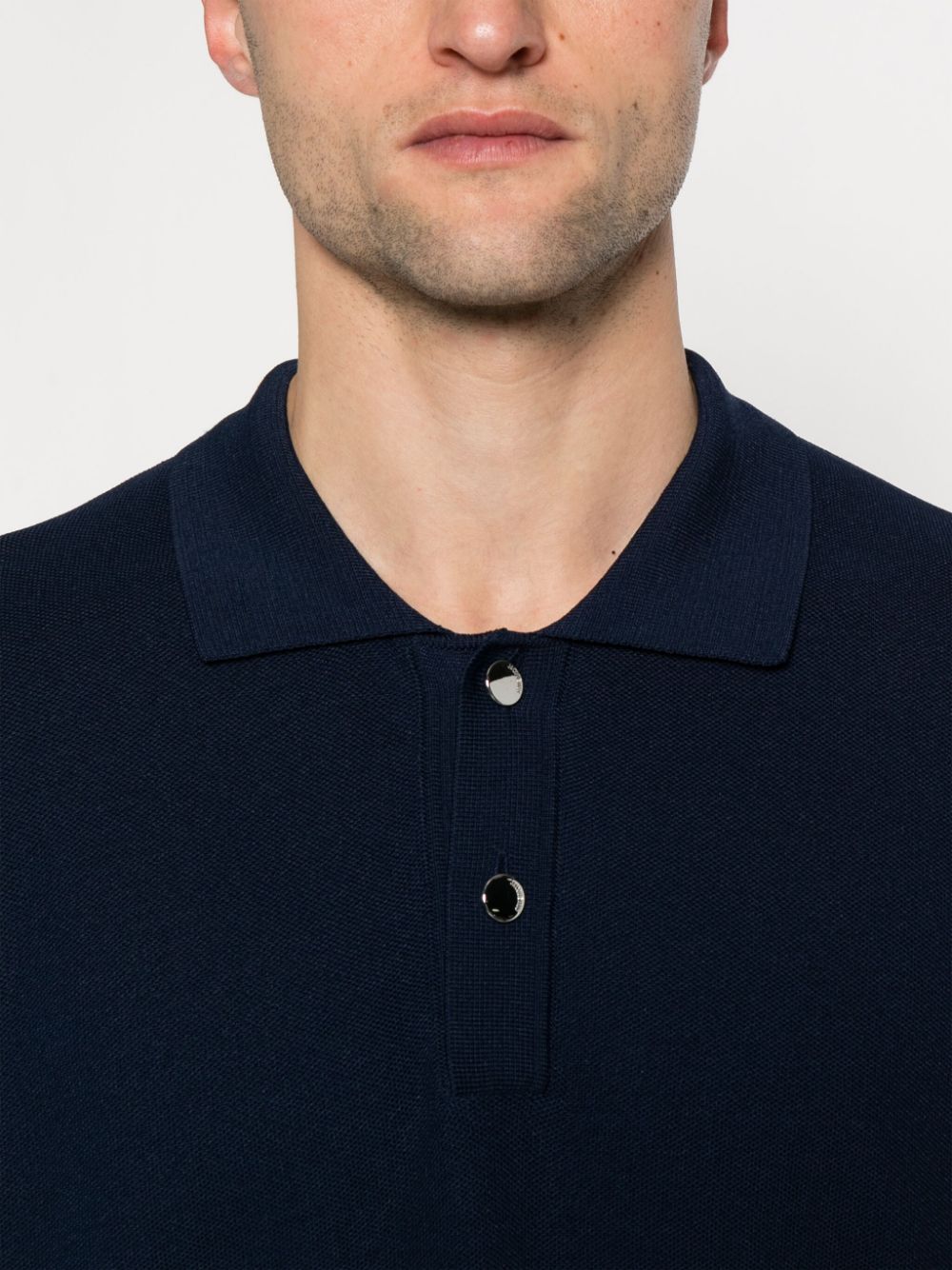 Shop Jacquemus Maille Honeycomb-knit Polo Shirt In Blue