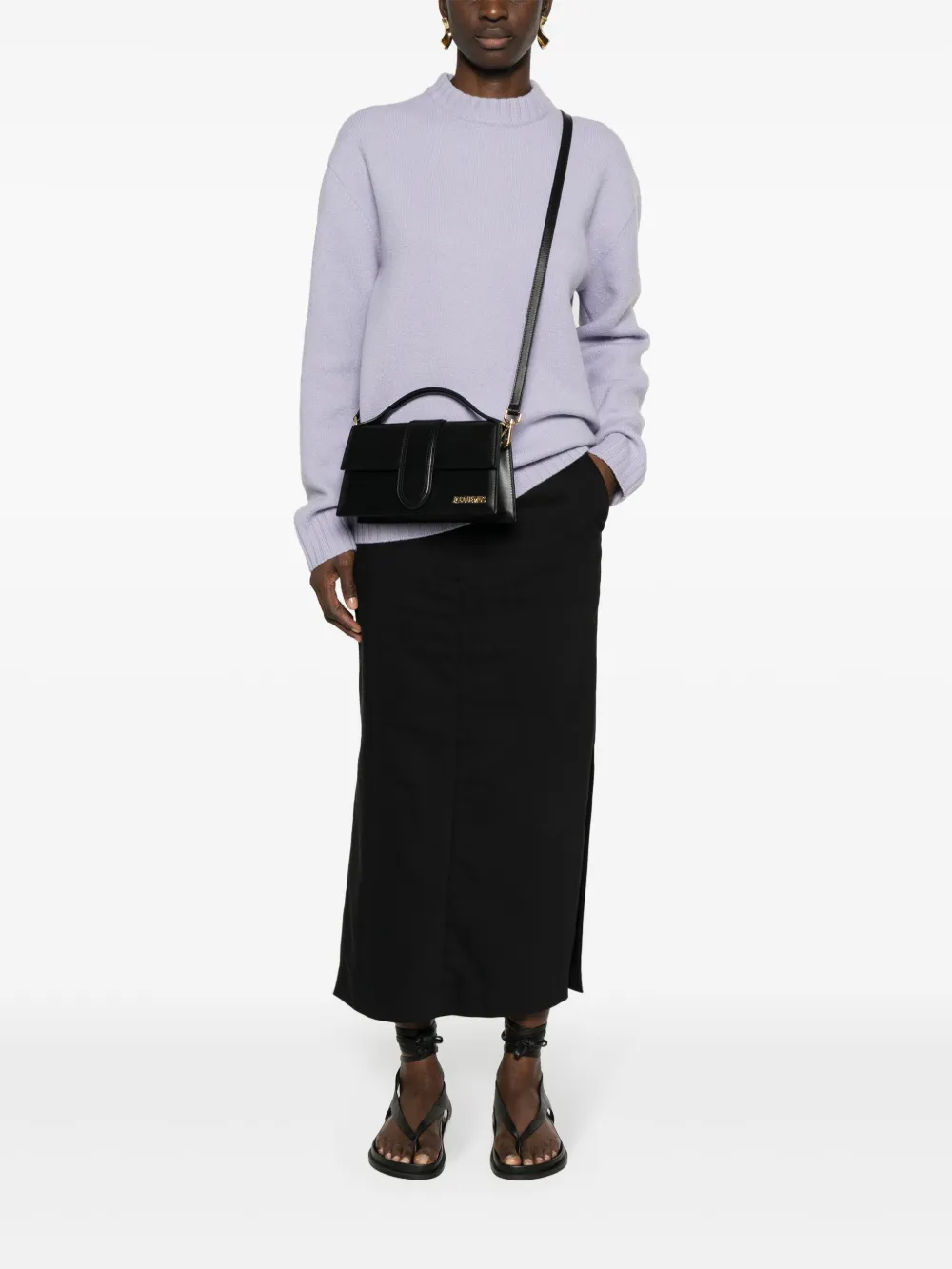 Jacquemus Le Grand Bambino suède shopper - Zwart