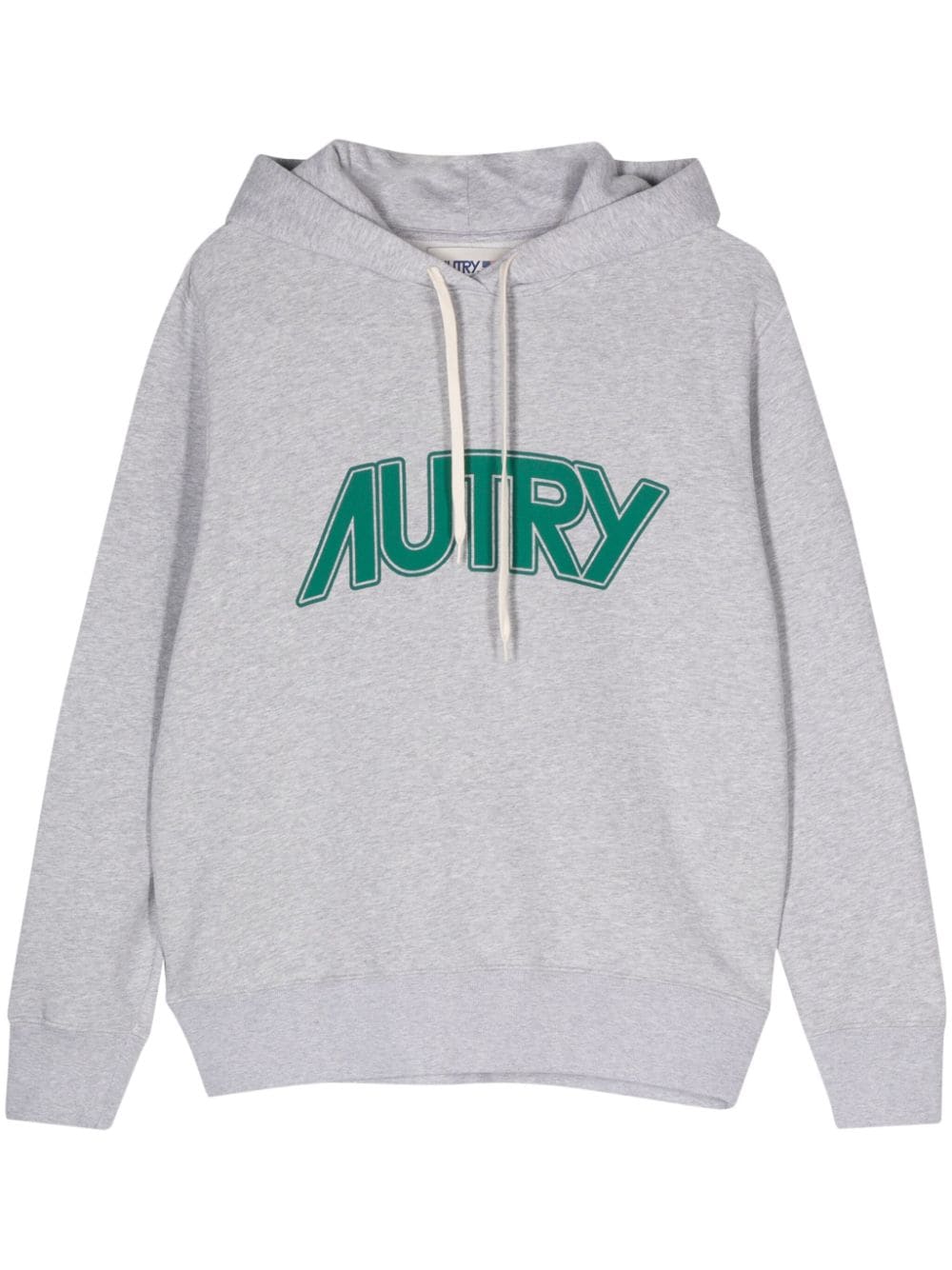Shop Autry Logo-print Cotton Hoodie In Grey