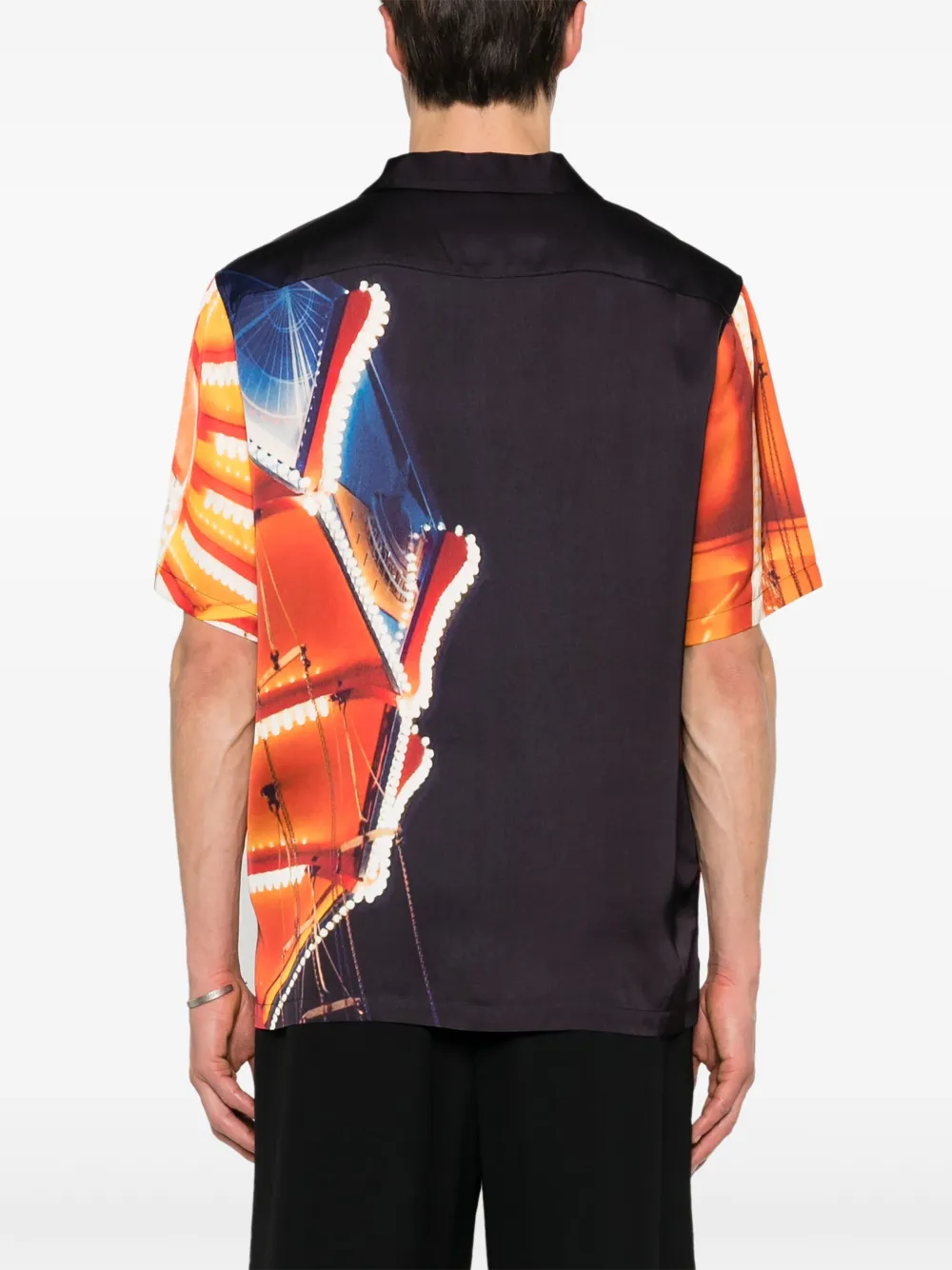 Shop Blue Sky Inn Graphic-print Twill Shirt In Orange