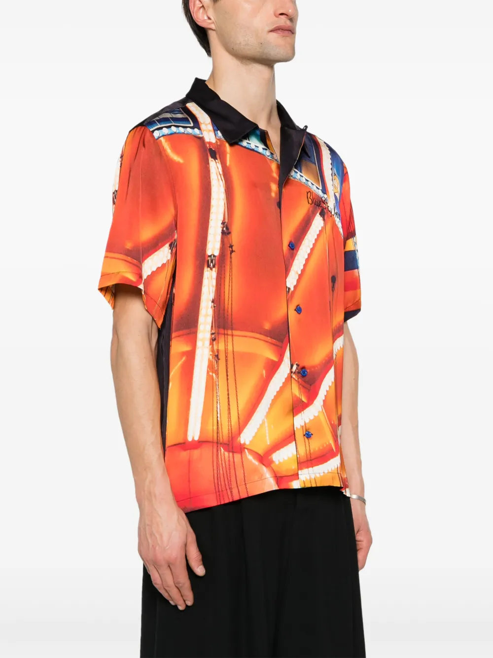 Shop Blue Sky Inn Graphic-print Twill Shirt In Orange