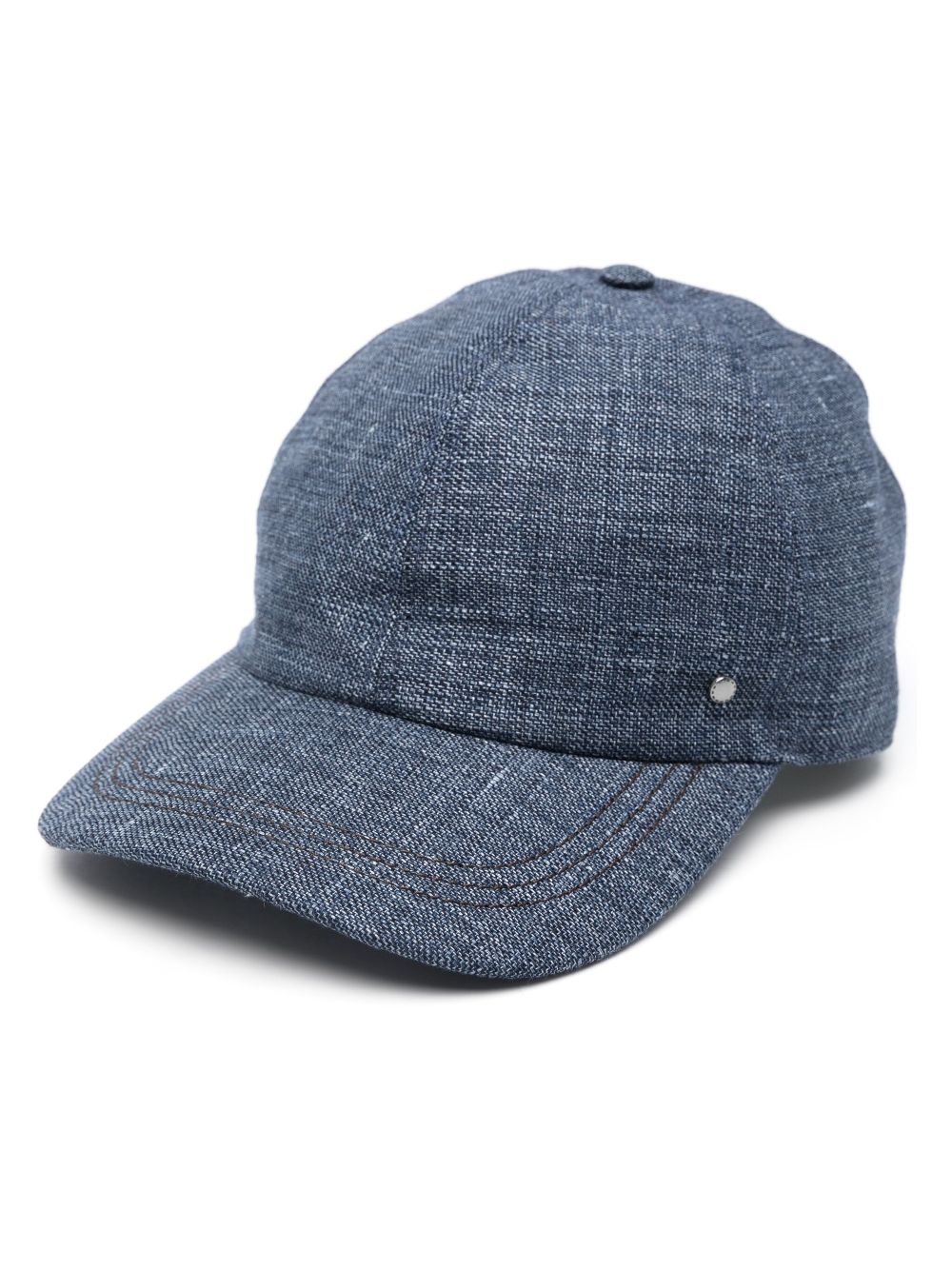 Canali logo-debossed denim cap - Blue