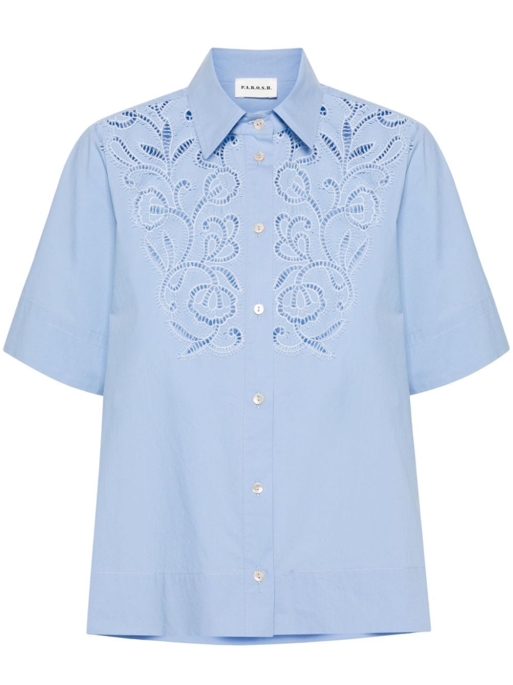 P.a.r.o.s.h Guipure-lace Cotton Shirt In Blue