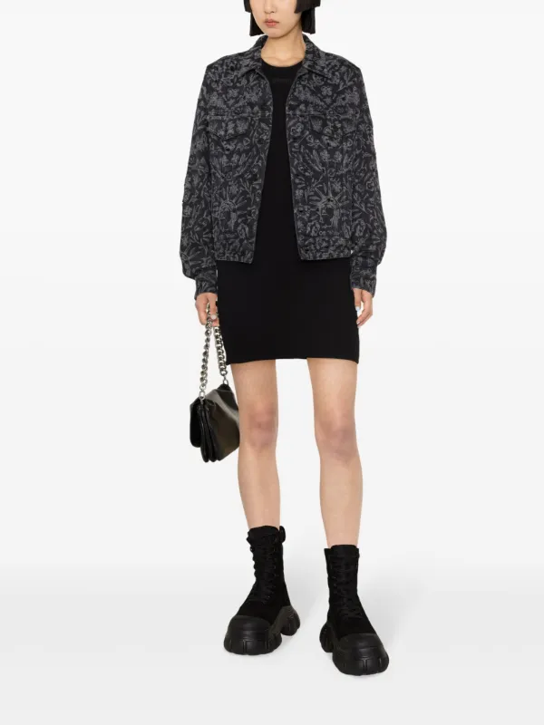 Off-White Tattoo ダメージ デニムジャケット | ブラック | FARFETCH JP