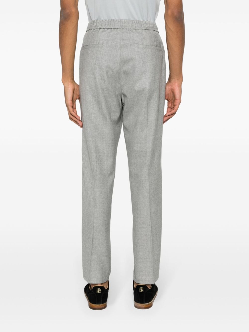 Shop Brunello Cucinelli Pressed-crease Wool Trousers In Grey