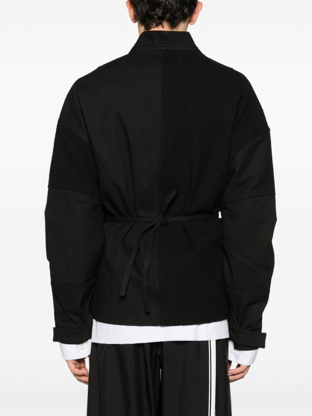 Shop Mordecai Shawl-lapel Panelled Wrap Jacket In Black