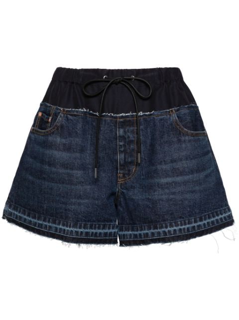 sacai contrasting-fabric cotton shorts