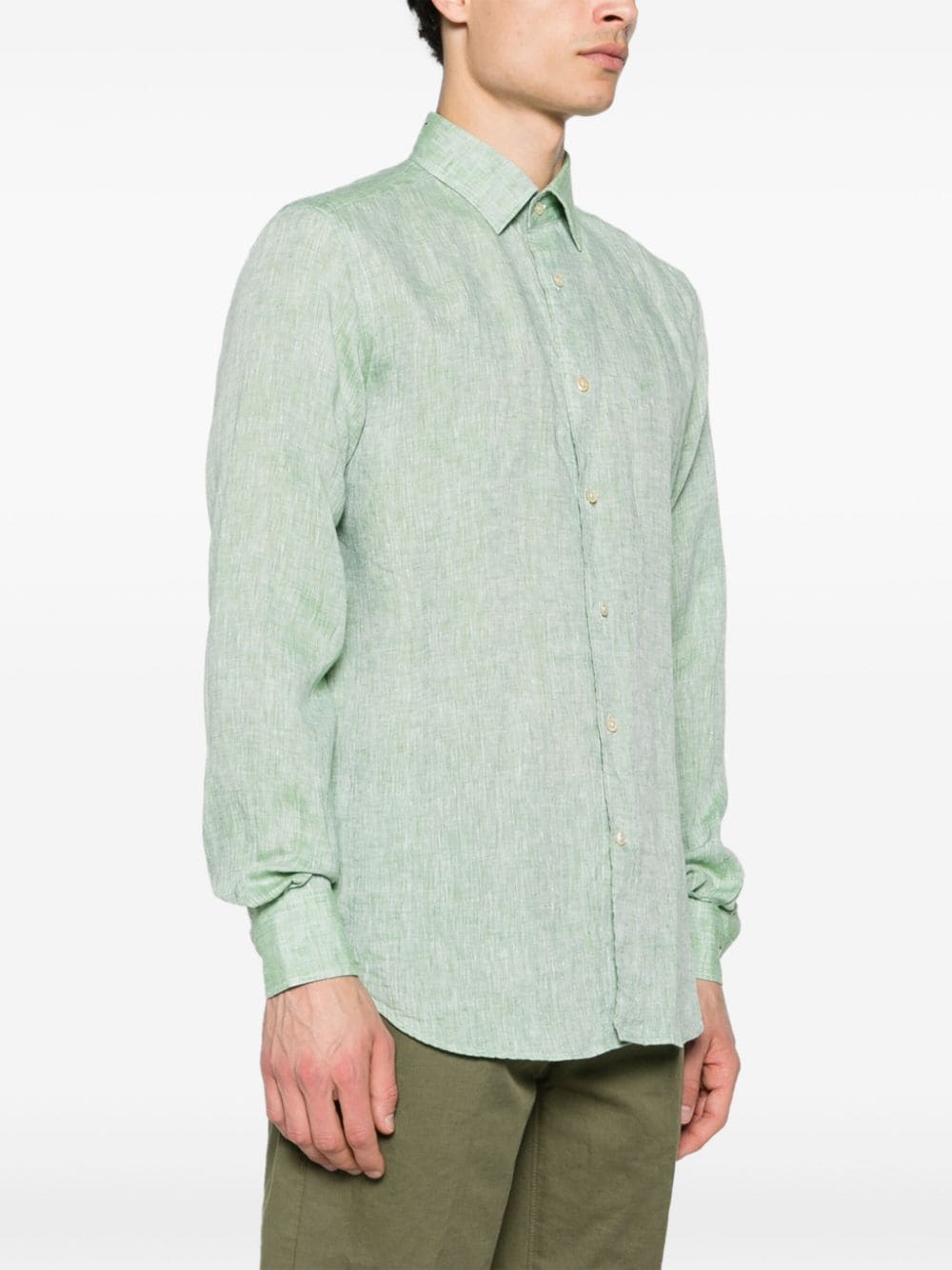 Shop Glanshirt Long-sleeve Linen Shirt In Green