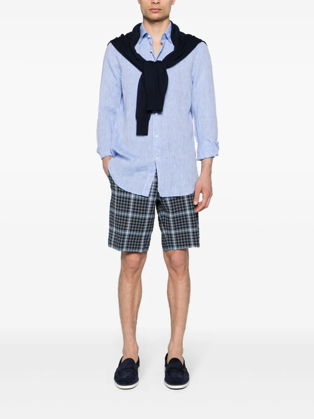 Glanshirt long-sleeve linen shirt - Blauw